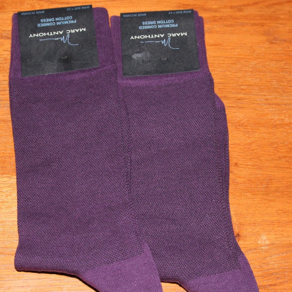 NWT lot 2 Marc Anthony Dress Socks purple  Cotton polyester